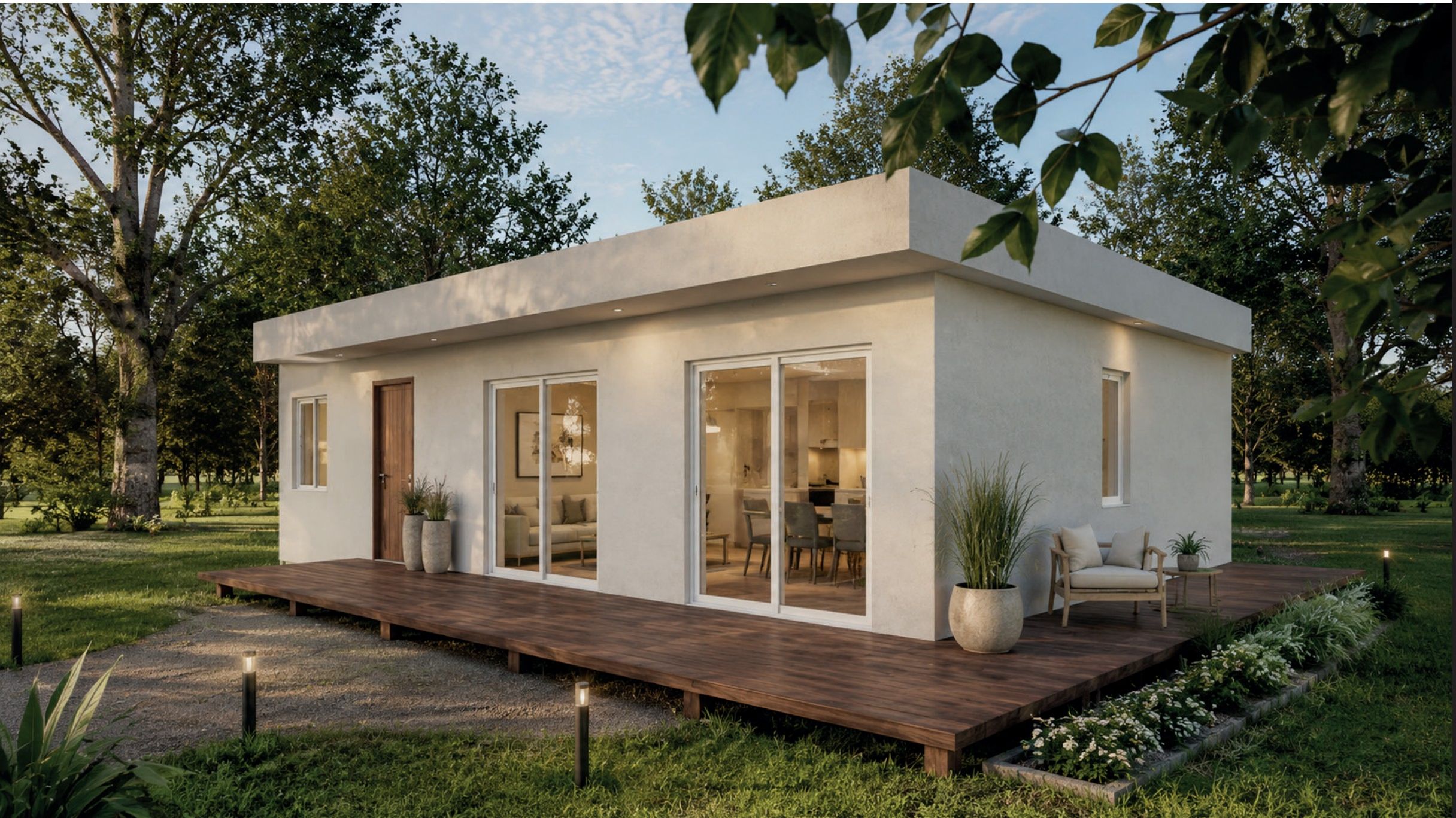 Vista exterior de propuesta de vivienda estilo Santa Cruz